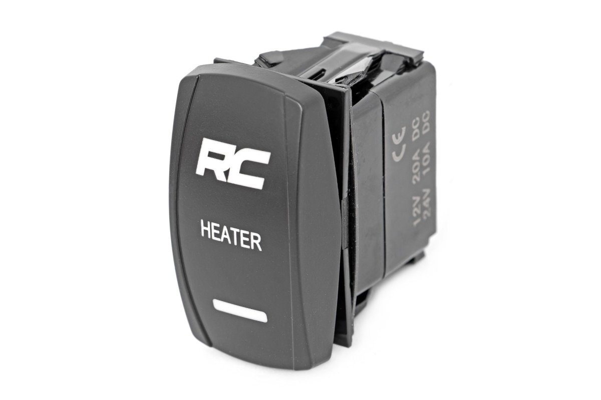 Polaris General XP 4 1000 Rocker Switch - Rough Country - Back Light | Cab Heater | 2x1 with Logo - Blue